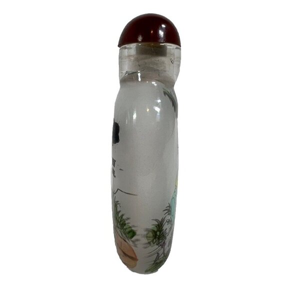 Chinese Vintage Reverse Painted Glass Snuff Bottle Geisha Girl With Stopper. - Picture 4 of 6